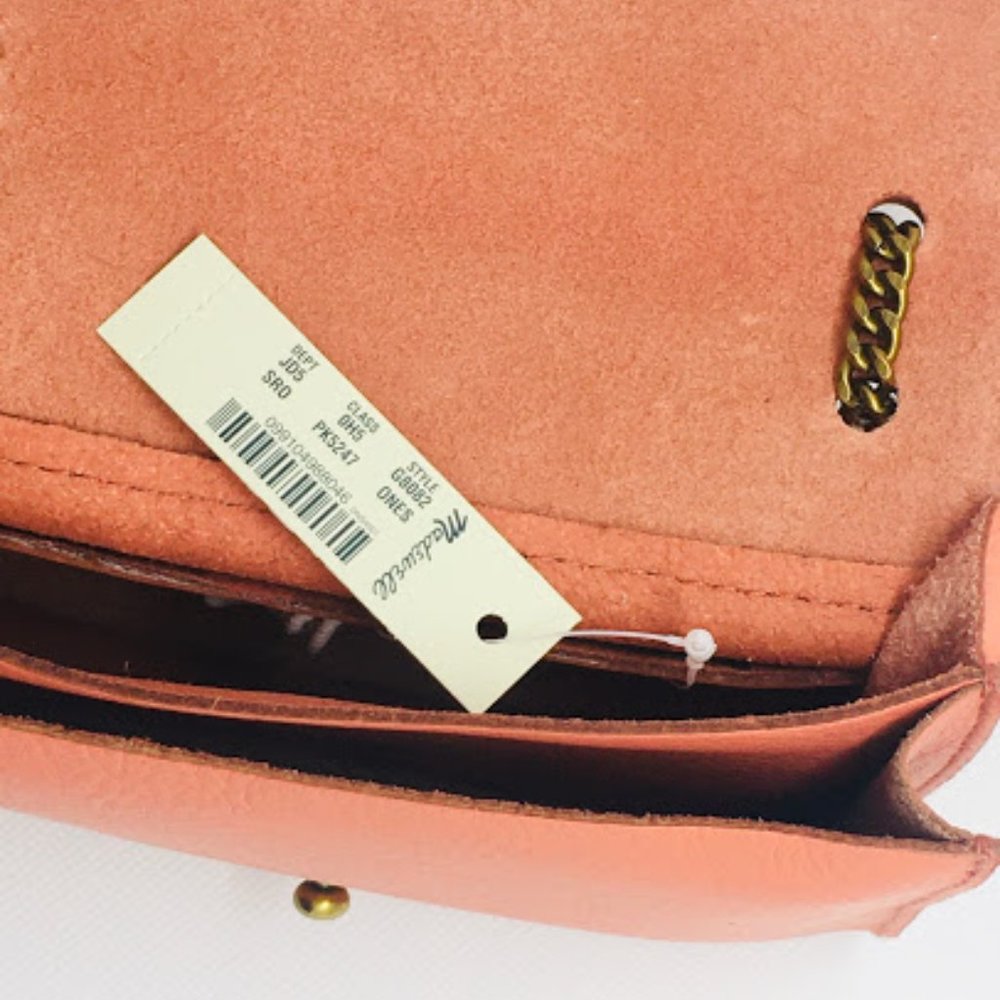Madewell Coral Orange Leather Chain Shoulder Bag - Picture 2 of 2